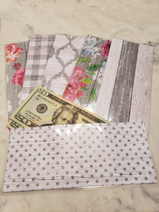 Laminated cash envelopes | set of 6| Barnwood Pretty 2 Gray | Dave Ramsey inspired