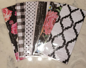 Laminated cash envelopes | set of 6| Barnwood Pretty 2 Black | Dave Ramsey inspired