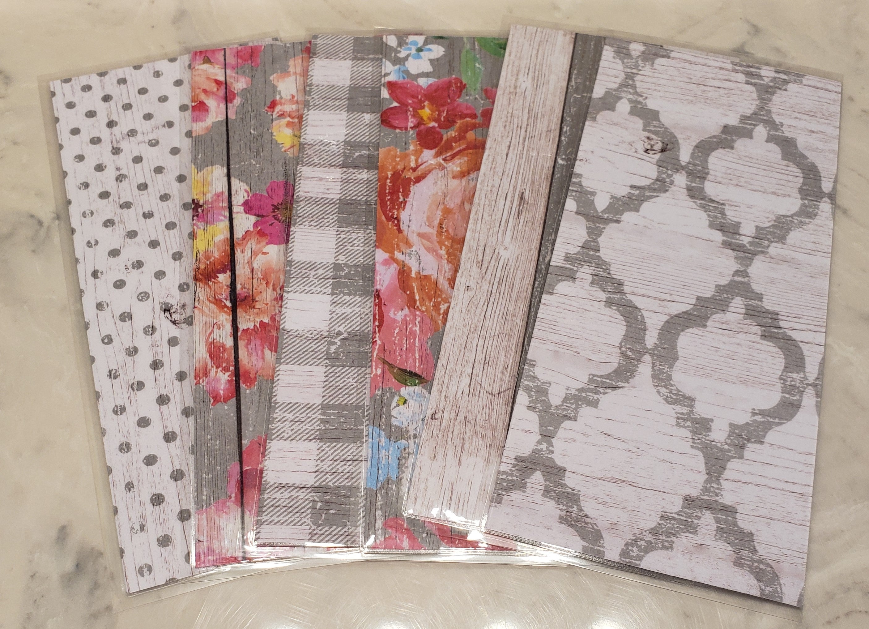 Laminated cash envelopes | set of 6| Barnwood Pretty 2 Gray | Dave Ramsey inspired