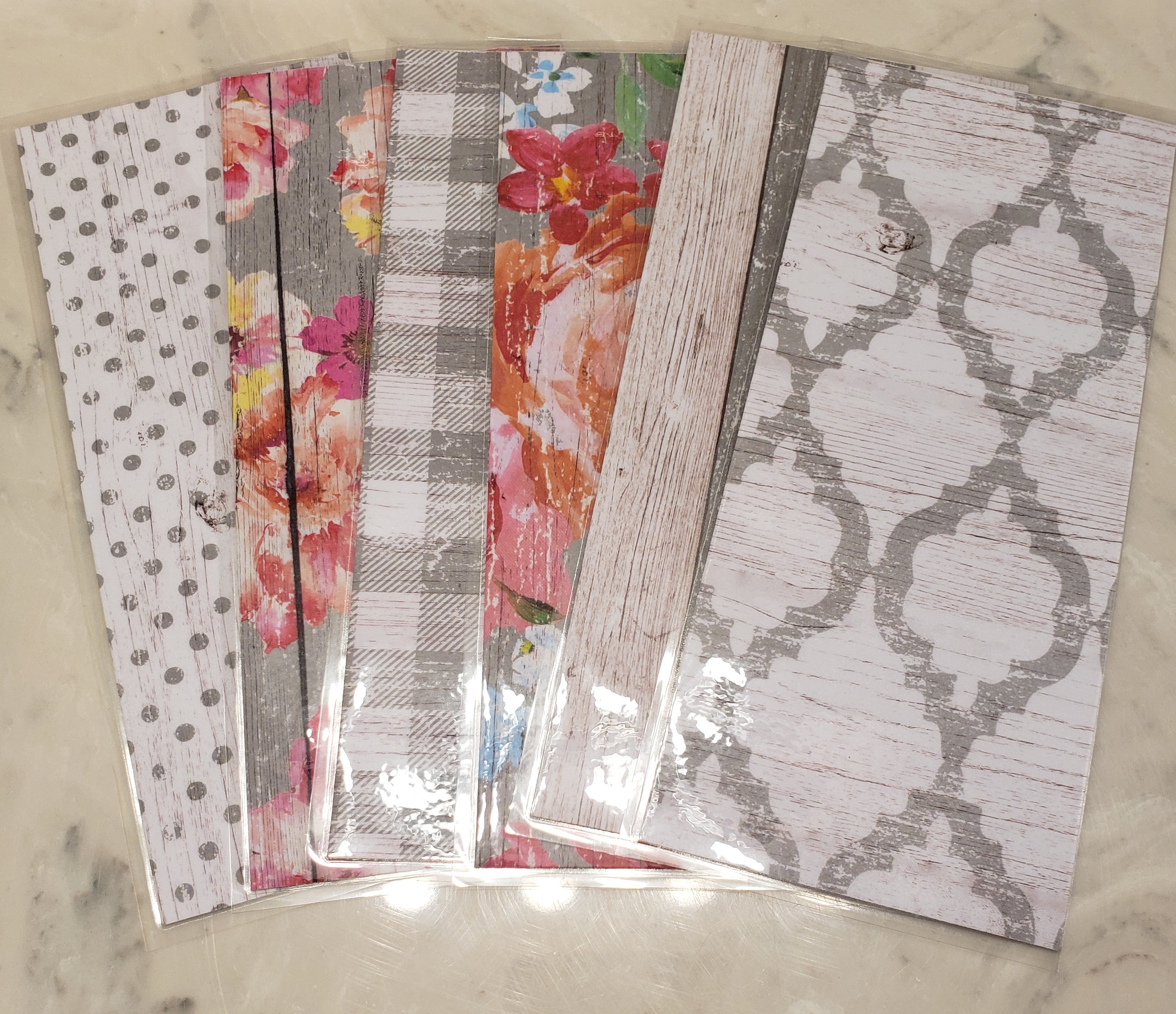 Laminated cash envelopes | set of 6| Barnwood Pretty 2 Gray | Dave Ramsey inspired