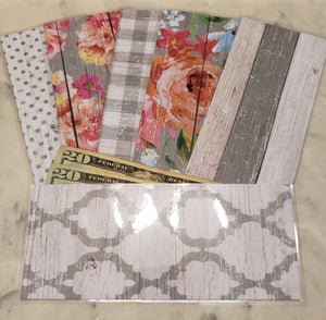 Laminated cash envelopes | set of 6| Barnwood Pretty 2 Gray | Dave Ramsey inspired