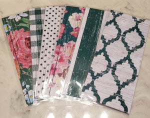 Laminated cash envelopes | set of 6| Barnwood Pretty 2 Green | Dave Ramsey inspired