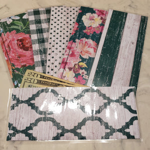 Laminated cash envelopes | set of 6| Barnwood Pretty 2 Green | Dave Ramsey inspired