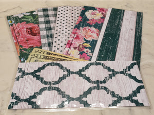 Laminated cash envelopes | set of 6| Barnwood Pretty 2 Green | Dave Ramsey inspired