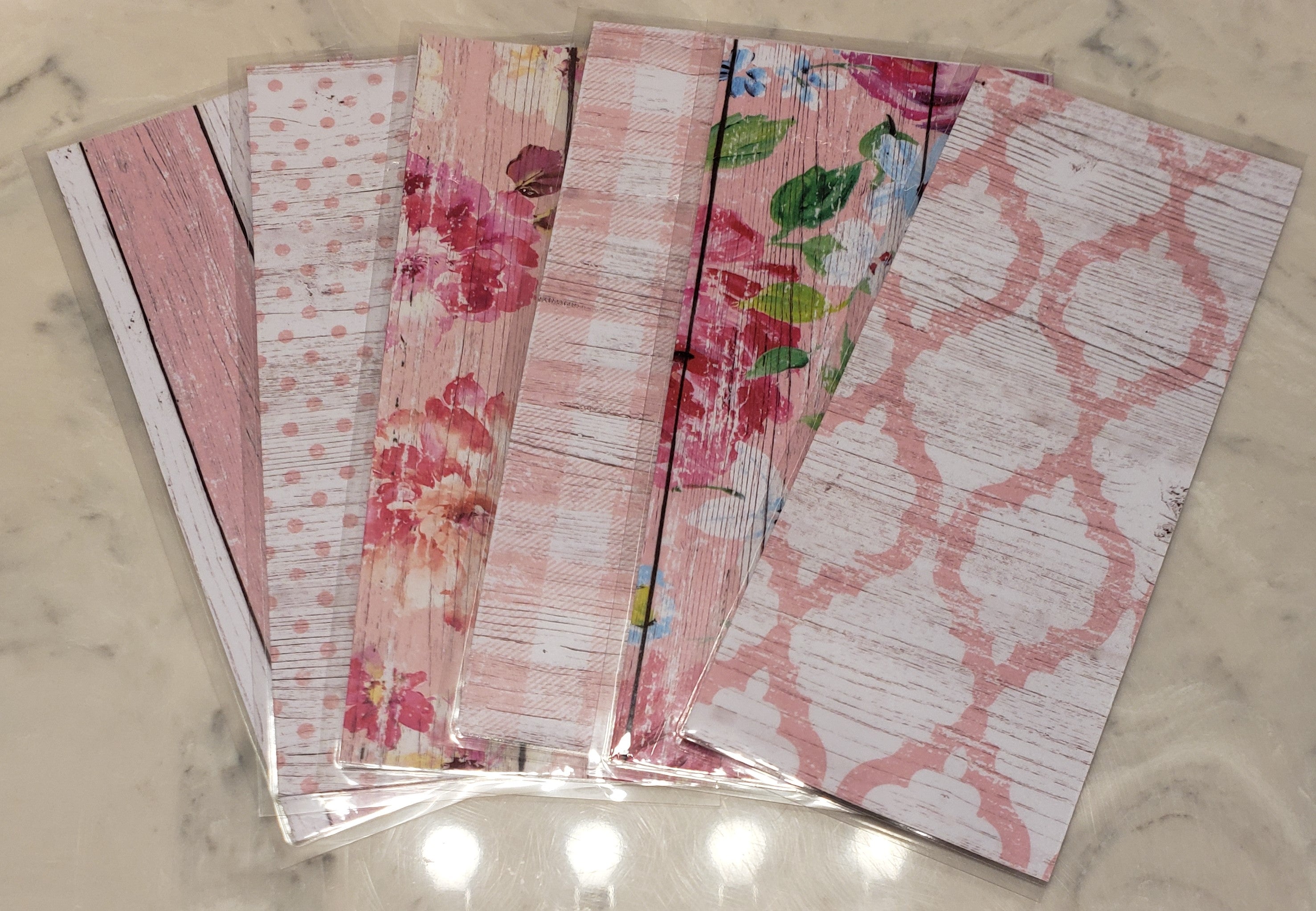 Laminated cash envelopes | set of 6| Barnwood Pretty 2 Light Pink | Dave Ramsey inspired