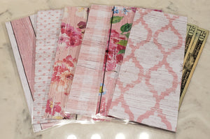 Laminated cash envelopes | set of 6| Barnwood Pretty 2 Light Pink | Dave Ramsey inspired