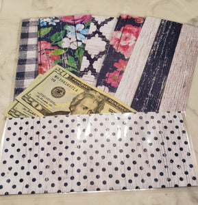 Laminated cash envelopes | set of 6| Barnwood Pretty 2 Navy | Dave Ramsey inspired