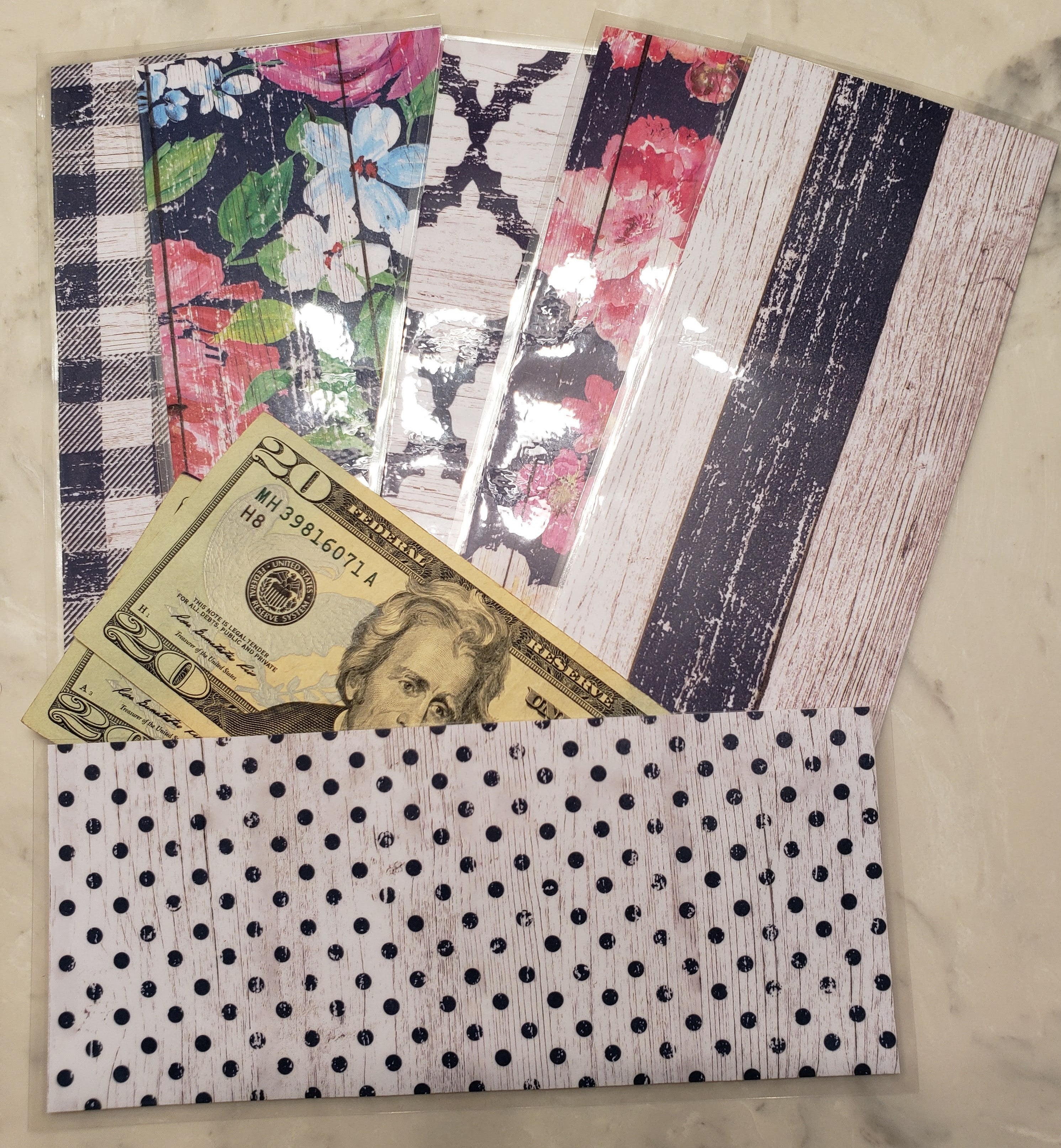 Laminated cash envelopes | set of 6| Barnwood Pretty 2 Navy | Dave Ramsey inspired
