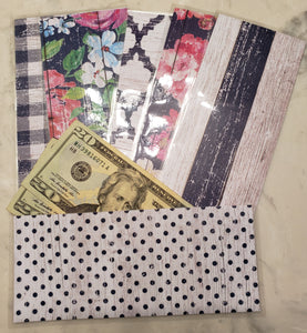 Laminated cash envelopes | set of 6| Barnwood Pretty 2 Navy | Dave Ramsey inspired