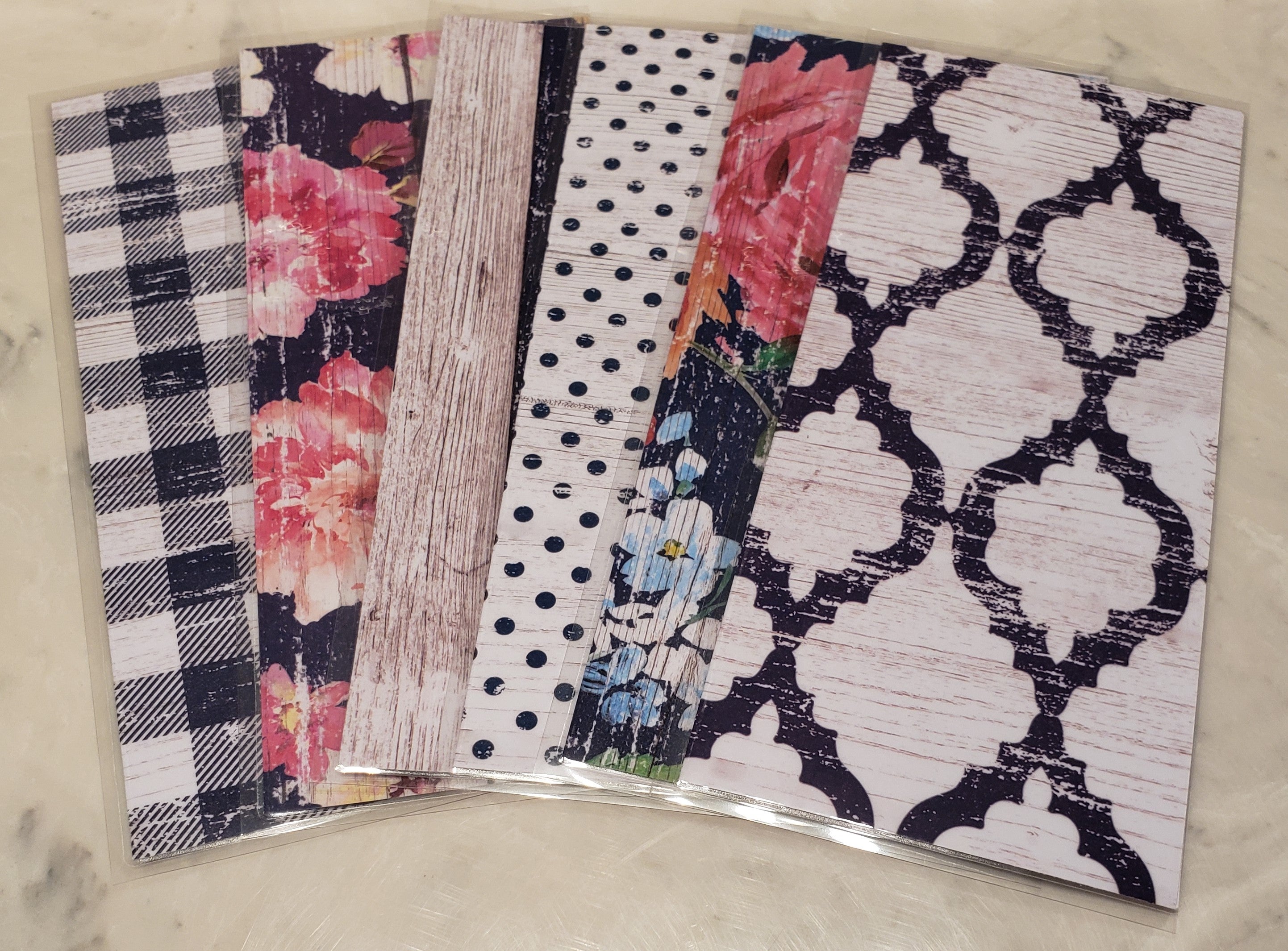 Laminated cash envelopes | set of 6| Barnwood Pretty 2 Navy | Dave Ramsey inspired