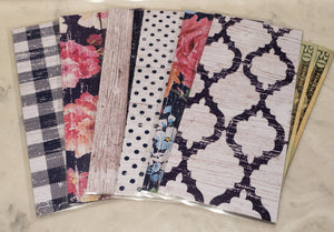Laminated cash envelopes | set of 6| Barnwood Pretty 2 Navy | Dave Ramsey inspired