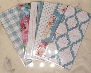 Laminated cash envelopes | set of 6| Barnwood Pretty 2 Teal | Dave Ramsey inspired