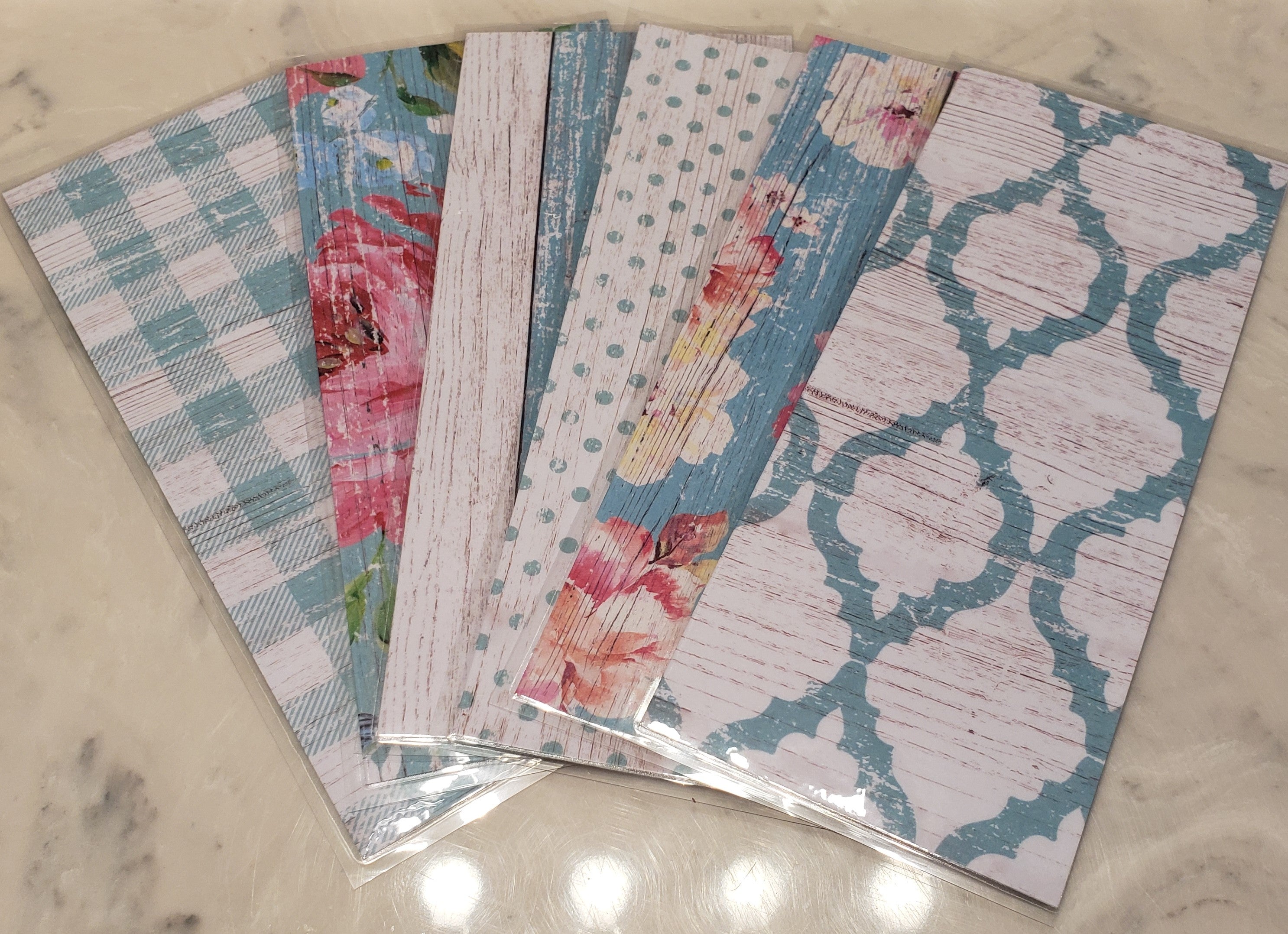 Laminated cash envelopes | set of 6| Barnwood Pretty 2 Teal | Dave Ramsey inspired