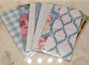 Laminated cash envelopes | set of 6| Barnwood Pretty 2 Teal | Dave Ramsey inspired