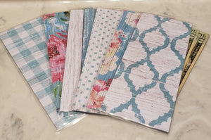 Laminated cash envelopes | set of 6| Barnwood Pretty 2 Teal | Dave Ramsey inspired