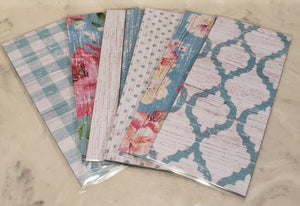 Laminated cash envelopes | set of 6| Barnwood Pretty 2 Teal | Dave Ramsey inspired