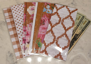 Laminated cash envelopes | set of 6| Barnwood Pretty 2 Tan | Dave Ramsey inspired