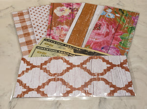 Laminated cash envelopes | set of 6| Barnwood Pretty 2 Tan | Dave Ramsey inspired