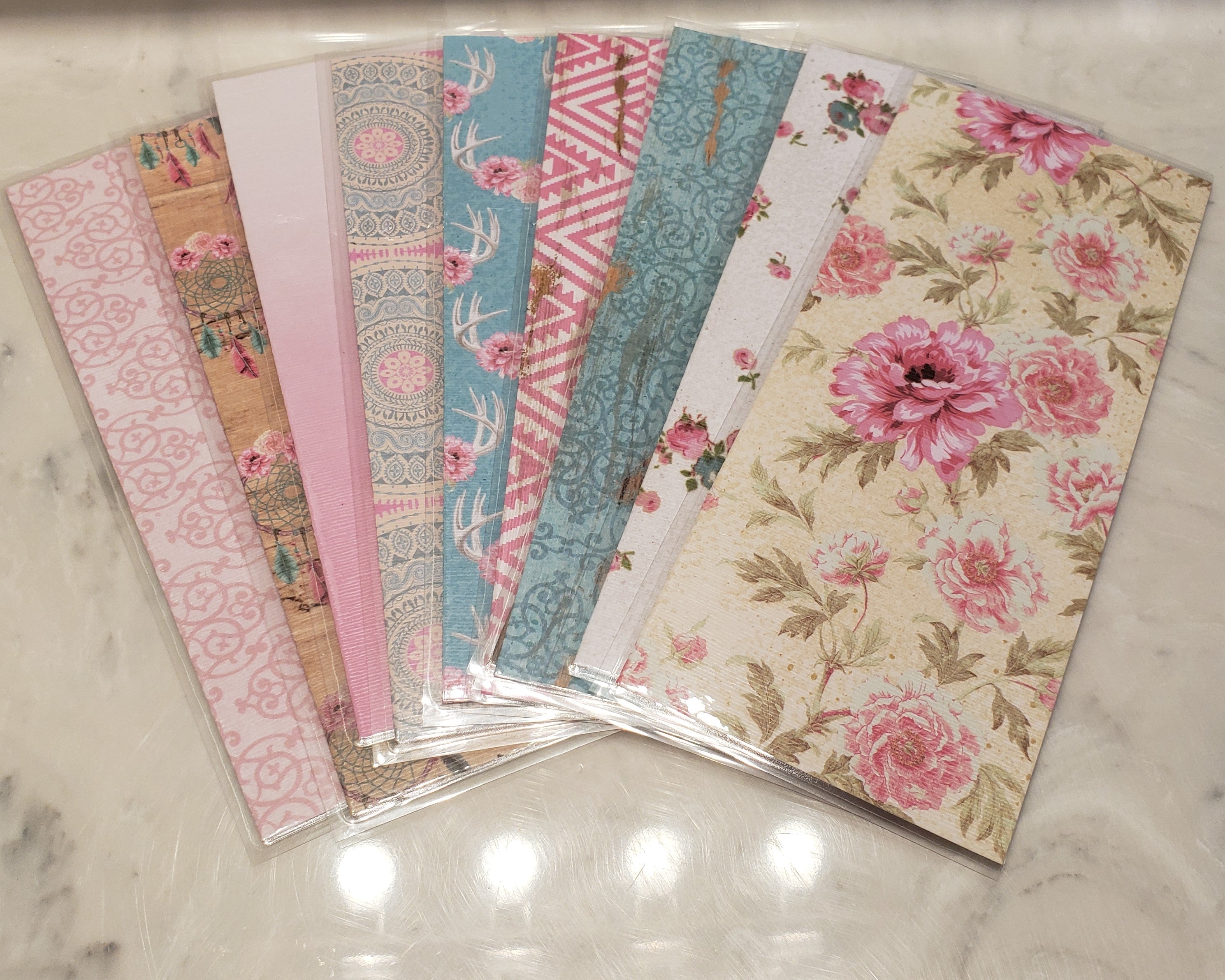 Laminated cash envelopes | set of 10 | Boho Vibes Pink | Dave Ramsey inspired