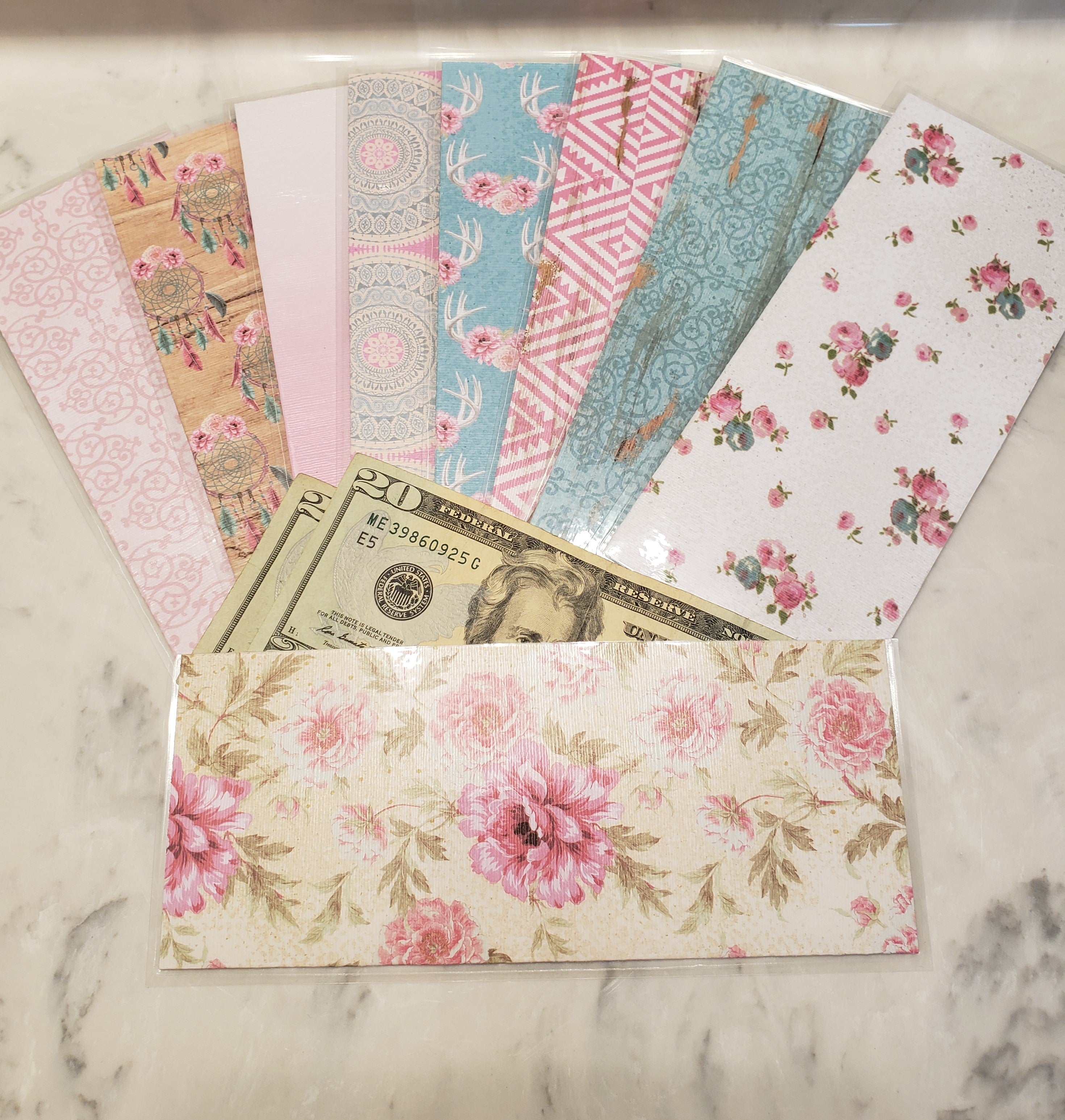 Laminated cash envelopes | set of 10 | Boho Vibes Pink | Dave Ramsey inspired
