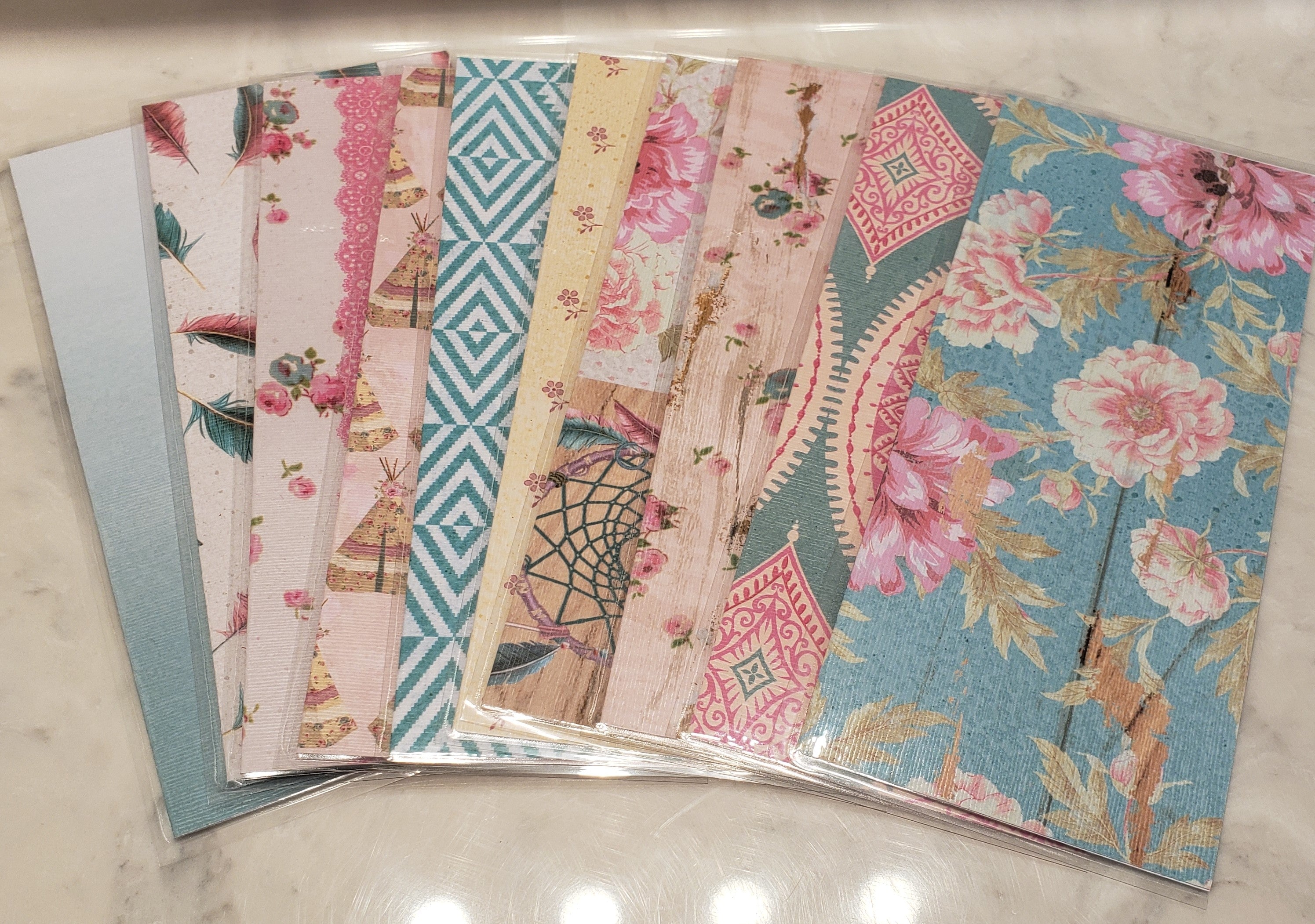 Laminated cash envelopes | set of 10 | Boho Vibes Teal | Dave Ramsey inspired
