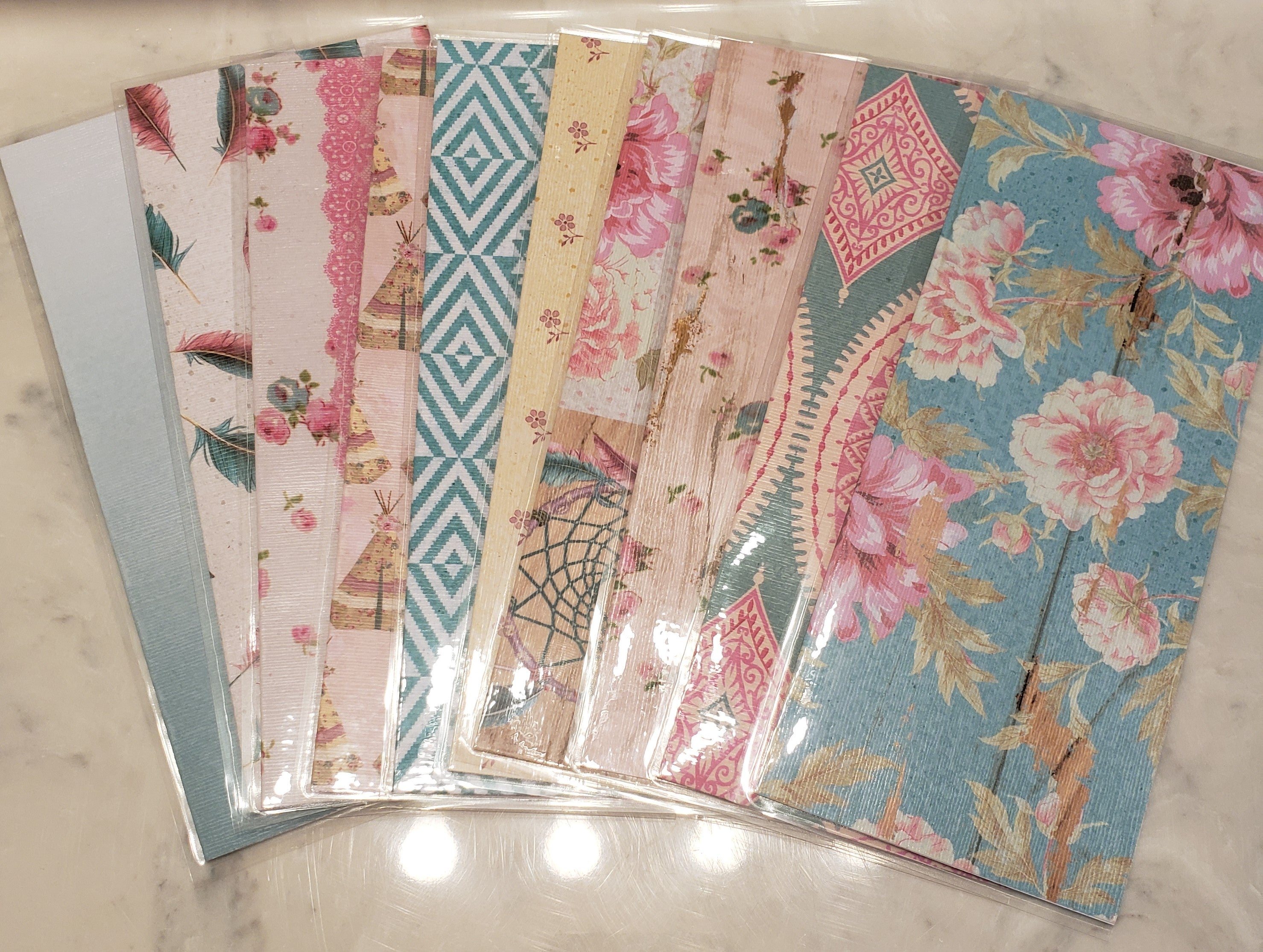 Laminated cash envelopes | set of 10 | Boho Vibes Teal | Dave Ramsey inspired