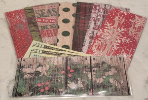 Laminated cash envelopes | set of 8| Pine St. Square Christmas Mistletoe  | Dave Ramsey inspired