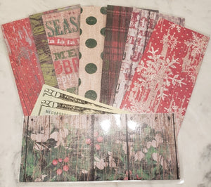 Laminated cash envelopes | set of 8| Pine St. Square Christmas Mistletoe  | Dave Ramsey inspired