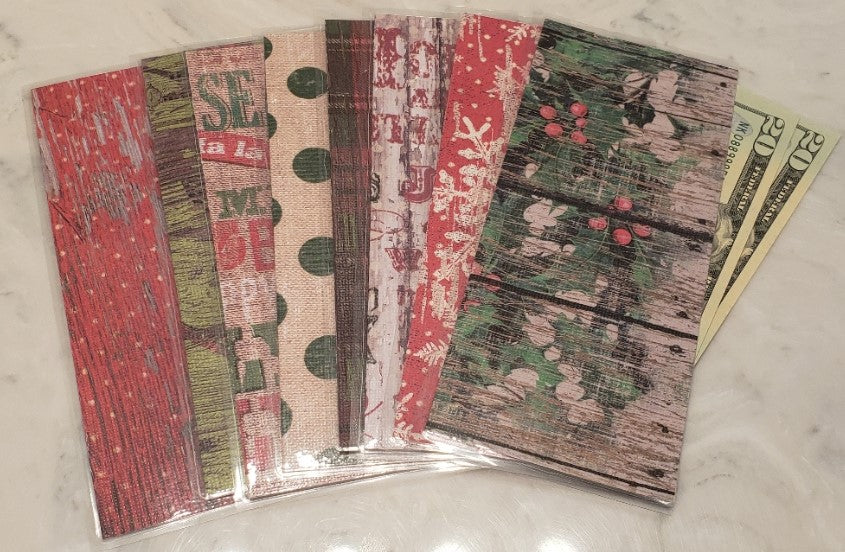 Laminated cash envelopes | set of 8| Pine St. Square Christmas Mistletoe  | Dave Ramsey inspired