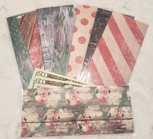 Laminated cash envelopes | set of 8| Pine St. Square Christmas Santa  | Dave Ramsey inspired