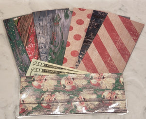 Laminated cash envelopes | set of 8| Pine St. Square Christmas Santa  | Dave Ramsey inspired