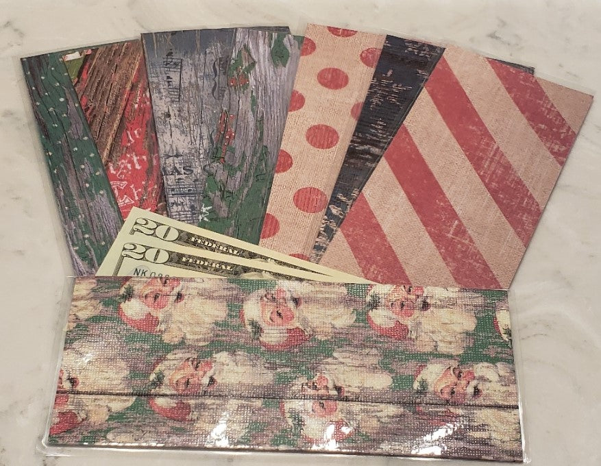 Laminated cash envelopes | set of 8| Pine St. Square Christmas Santa  | Dave Ramsey inspired