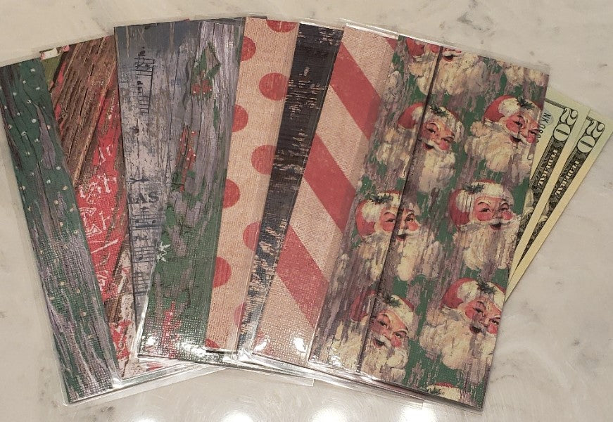 Laminated cash envelopes | set of 8| Pine St. Square Christmas Santa  | Dave Ramsey inspired