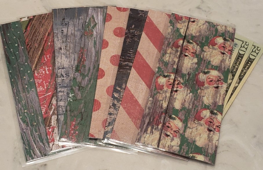 Laminated cash envelopes | set of 8| Pine St. Square Christmas Santa  | Dave Ramsey inspired