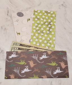 Laminated cash envelopes | set of 3| Children's Give Save Spend | Dinosaurs Green Large Prints | Dave Ramsey inspired