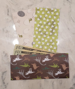 Laminated cash envelopes | set of 3| Children's Give Save Spend | Dinosaurs Green Large Prints | Dave Ramsey inspired