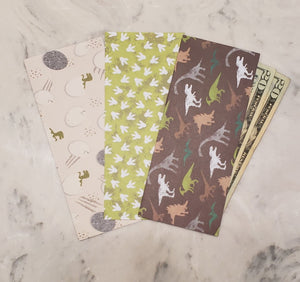 Laminated cash envelopes | set of 3| Children's Give Save Spend | Dinosaurs Green Large Prints | Dave Ramsey inspired