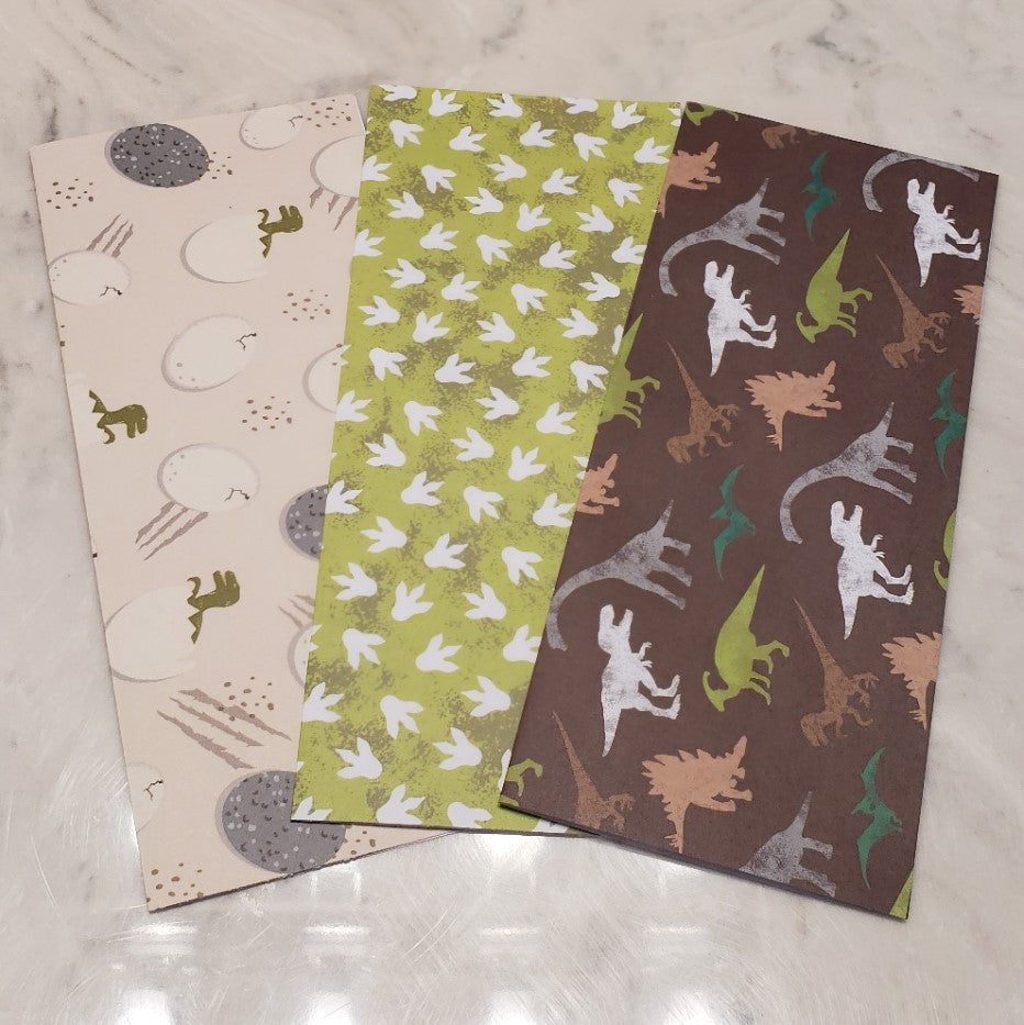 Laminated cash envelopes | set of 3| Children's Give Save Spend | Dinosaurs Green Large Prints | Dave Ramsey inspired