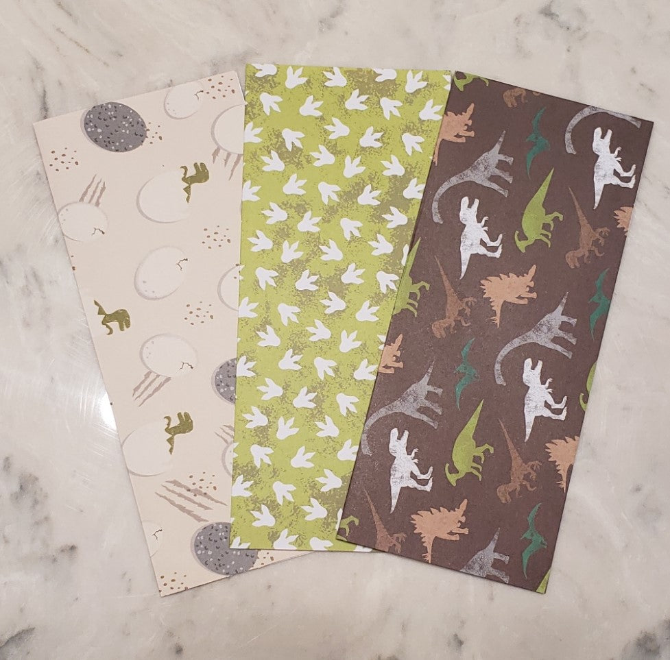 Laminated cash envelopes | set of 3| Children's Give Save Spend | Dinosaurs Green Large Prints | Dave Ramsey inspired