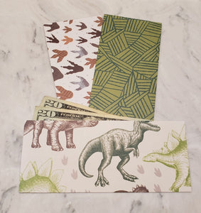 Laminated cash envelopes | set of 3| Children's Give Save Spend | Dinosaurs Green Large Prints | Dave Ramsey inspired