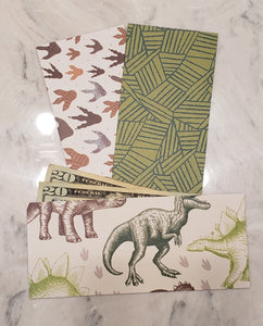 Laminated cash envelopes | set of 3| Children's Give Save Spend | Dinosaurs Green Large Prints | Dave Ramsey inspired