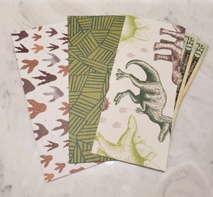 Laminated cash envelopes | set of 3| Children's Give Save Spend | Dinosaurs Green Large Prints | Dave Ramsey inspired
