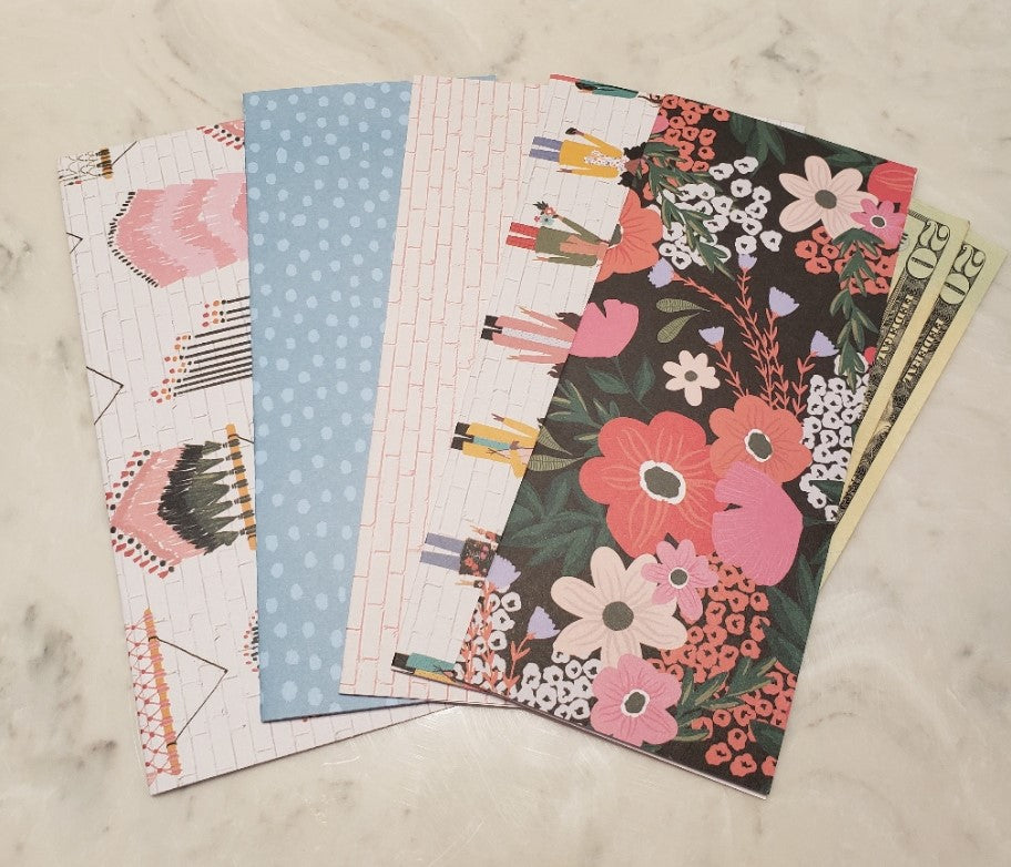 Laminated cash envelopes | set of 5| Fab & Fearless Floral & Friends | Dave Ramsey inspired