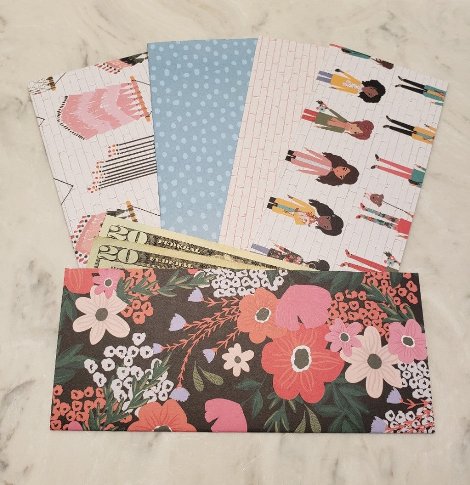 Laminated cash envelopes | set of 5| Fab & Fearless Floral & Friends | Dave Ramsey inspired