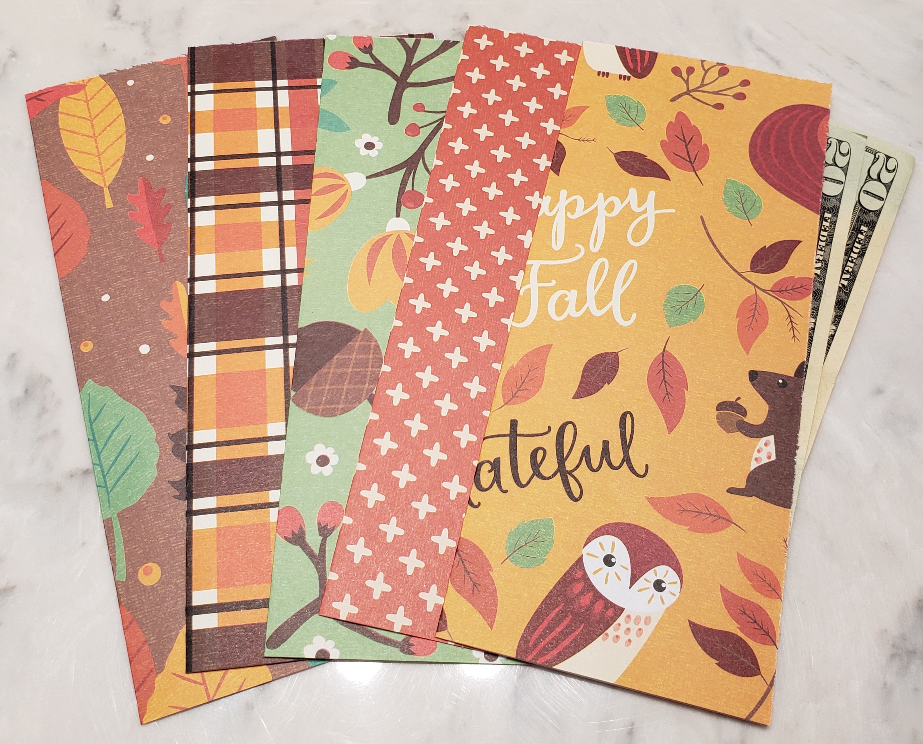 Laminated cash envelopes | set of 5| Happy Fall Ya'll | Dave Ramsey inspired