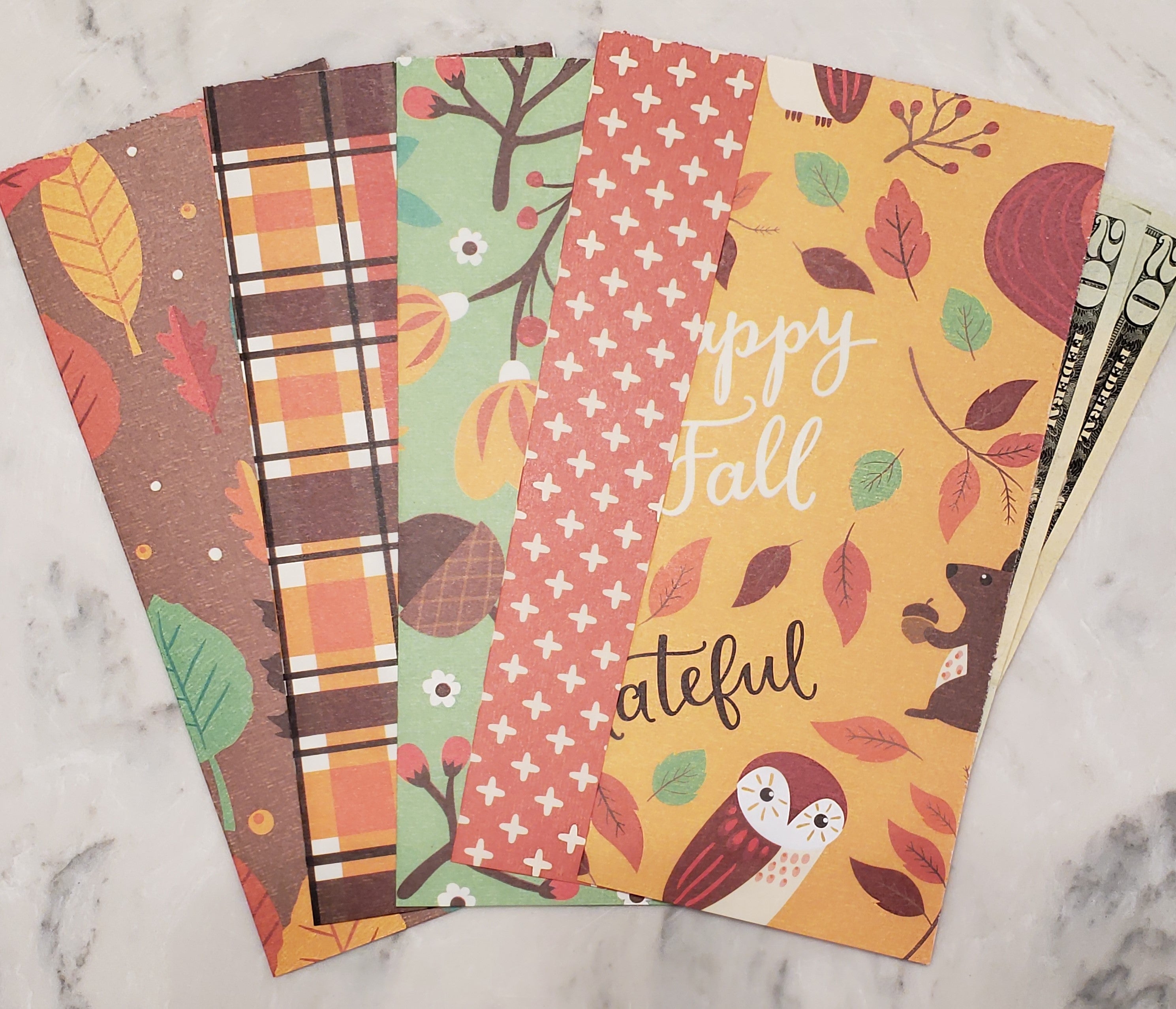 Laminated cash envelopes | set of 5| Happy Fall Ya'll | Dave Ramsey inspired