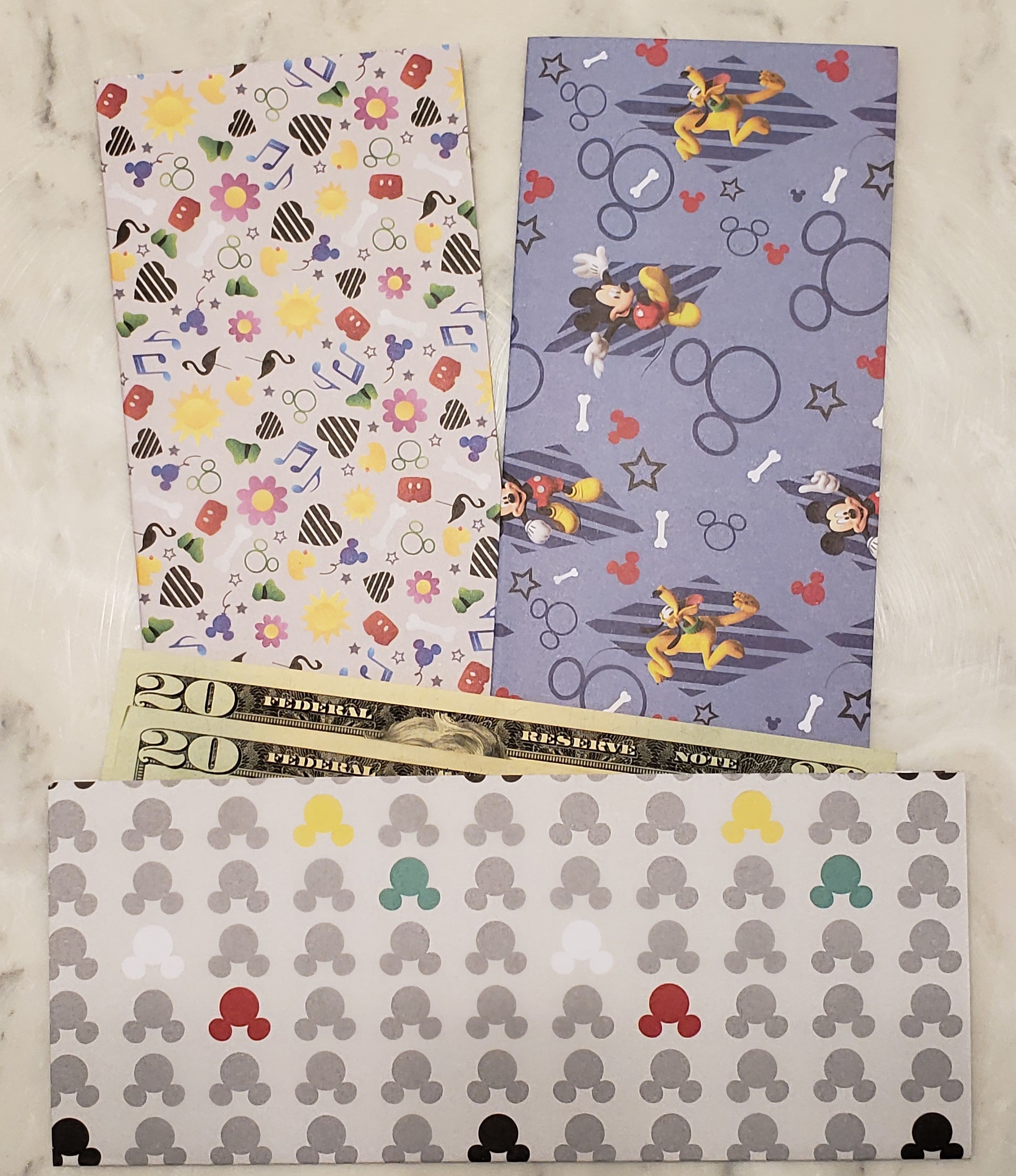 Laminated cash envelopes | set of 3| Children's Give Save Spend | Mickey Mouse Gray  | Dave Ramsey inspired