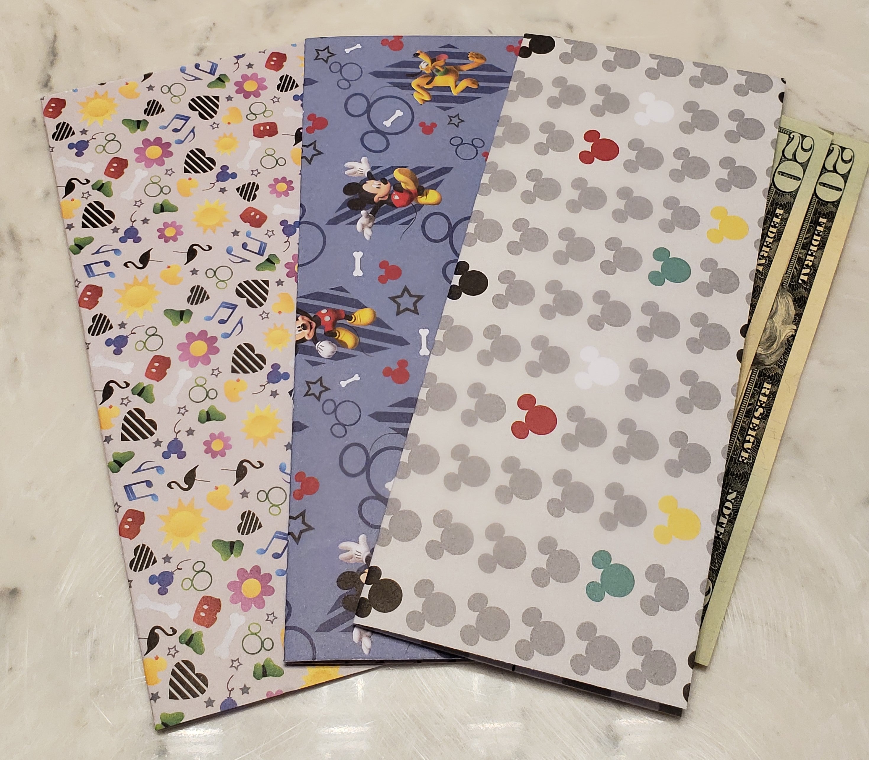 Laminated cash envelopes | set of 3| Children's Give Save Spend | Mickey Mouse Gray  | Dave Ramsey inspired