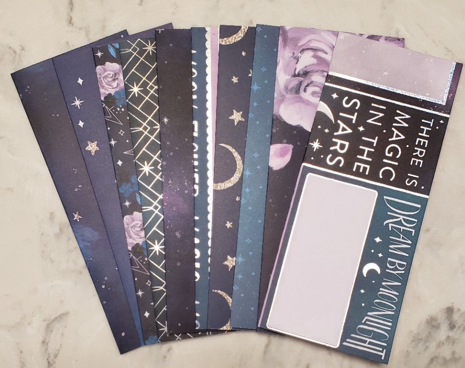 Laminated cash envelopes | set of 10 | Moon Flower Magic Dream by Moonlight | Dave Ramsey inspired