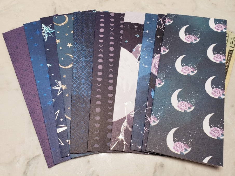 Laminated cash envelopes | set of 10 | Moon Flower Magic Moon | Dave Ramsey inspired